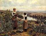 Flowers Canvas Paintings - Knight Picking Flowers